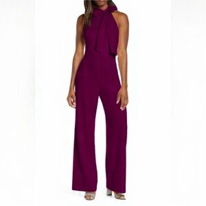 Vince Camuto Bow Halter Wide Leg Jumpsuit Crepe size 6
